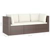 vidaXL 4 pcs conjunto lounge jardim c/ almofad&otilde;es vime PE castanho