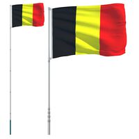 vidaXL Bandeira da Bélgica e mastro 5,55 m alumínio