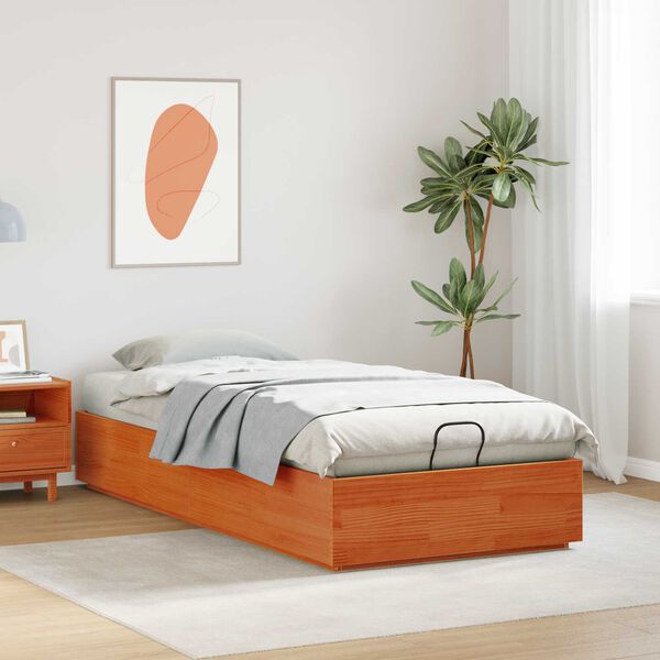 vidaXL Estrutura de Cama Ottoman Castanho Cera 80 x 200 cm