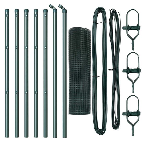 vidaXL Poste de Cerca Verde 10 x 0,4 m (malha de 12 x 12 mm) A&ccedil;o e PVC