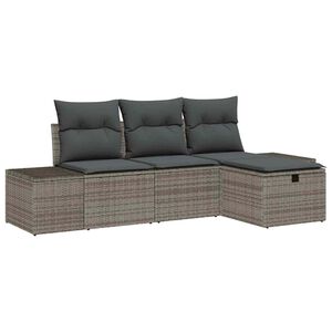 vidaXL Conjunto de Sof&aacute;s com almofada 4 pcs vime PE