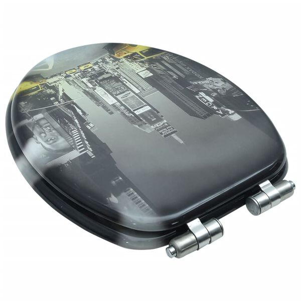 vidaXL Assento sanita c/ tampa de fecho suave MDF design Nova Iorque