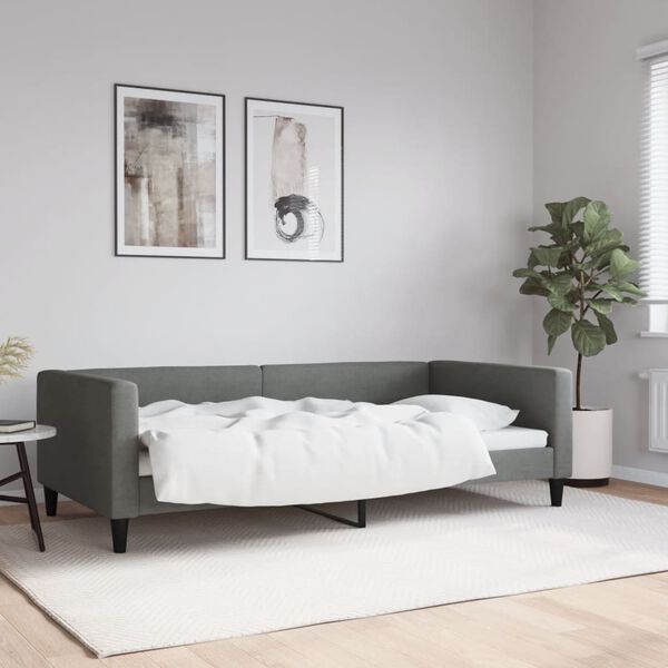 vidaXL Sof&aacute;-cama 100x200 cm tecido cinzento-escuro