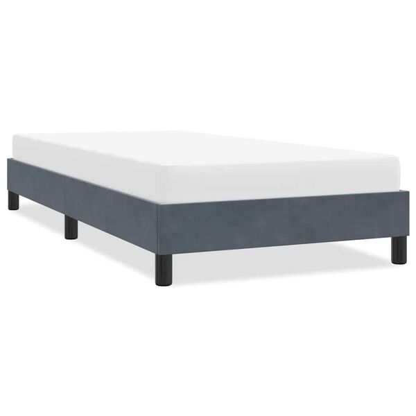 vidaXL Estrutura de cama sem colch&atilde;o cinza escuro 80x220 cm Veludo