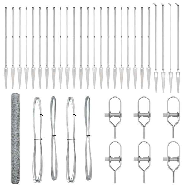 vidaXL Poste de Cerca Prateado 50 x 1,6 m (malha de 50 mm) A&ccedil;o