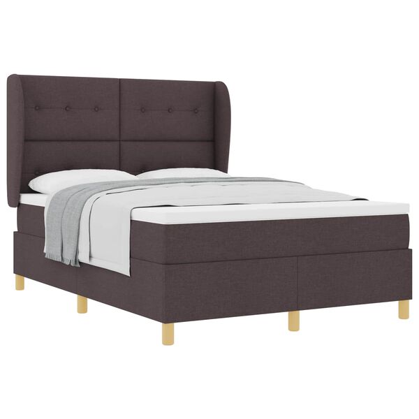 vidaXL Cama Box com colch&atilde;o Marrom Escuro 200 x 160 cm tecido
