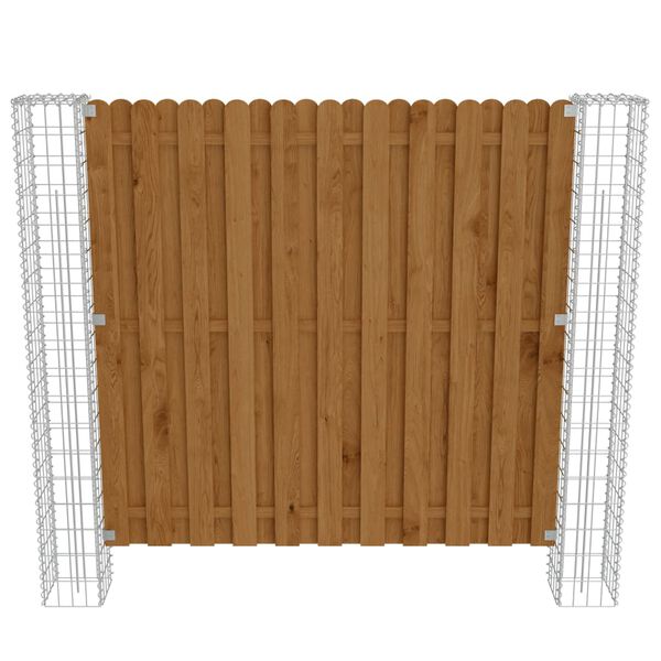 vidaXL Painel de veda&ccedil;&atilde;o jardim postes gabi&atilde;o 180x180 cm pinho