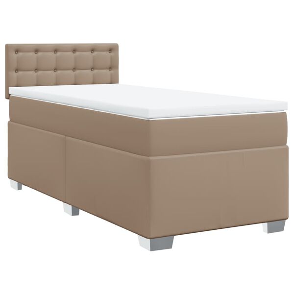 vidaXL Cama com molas/colchão 80x200 cm couro artificial cappuccino