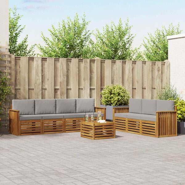 vidaXL Conjuntos de sof&aacute;s com almofada 8 pcs Cinza Natural e Claro