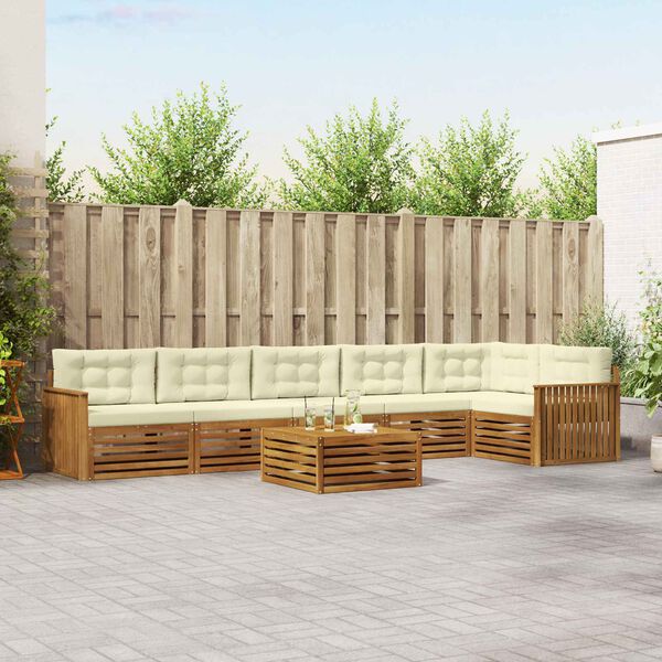 vidaXL Conjunto de Sof&aacute;s para Exterior 7 pcs Natural e Creme