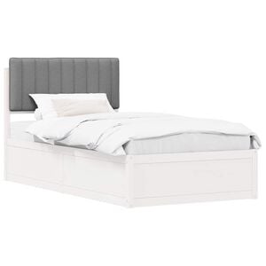 vidaXL Estrutura de Cama com Cabeceira Estofada Cinzento-claro