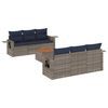 vidaXL Conjunto de sof&aacute; de jardim com 7 pe&ccedil;as e almofadas em rattan sint&eacute;tico cinza