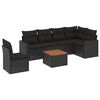 vidaXL 7 pcs conjunto de sof&aacute;s p/ jardim c/ almofad&otilde;es vime PE preto