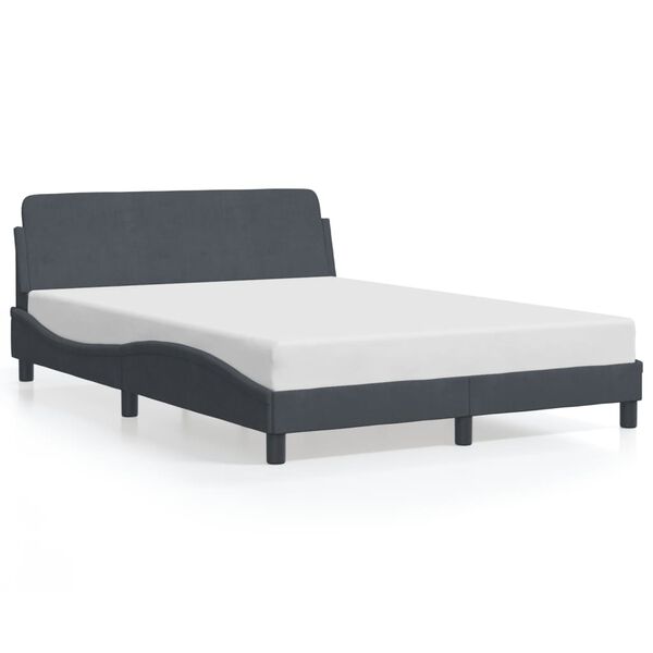 vidaXL Estrutura de cama Dover 140x200 cm veludo cinzento-escuro