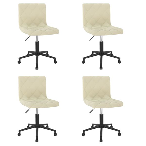 vidaXL Cadeiras de jantar girat&oacute;rias 4 pcs veludo cor creme