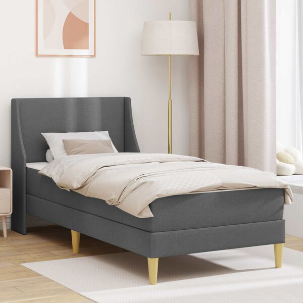 vidaXL Estrutura de cama com colch&atilde;o Cinza Escuro 90 x 200 cm