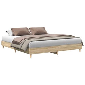 vidaXL Estrutura de cama sem colch&atilde;o 200x200 cm carvalho sonoma