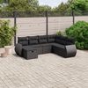 vidaXL 7 pcs conjunto de sof&aacute;s p/ jardim c/ almofad&otilde;es vime PE preto