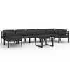 vidaXL 8 pcs conjunto lounge jardim com almofad&otilde;es alum&iacute;nio antracite