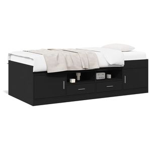 vidaXL Sof&aacute;-cama com gavetas sem colch&atilde;o 90x190 cm preto