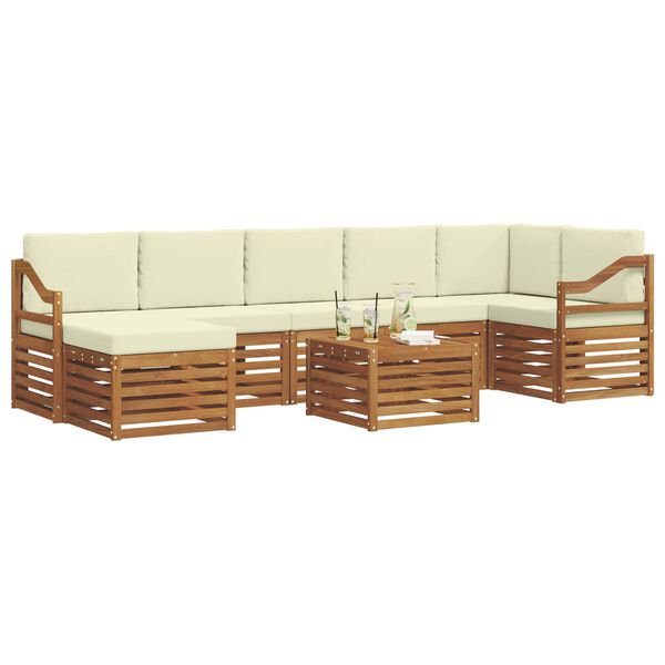 vidaXL Conjunto de Sof&aacute; Sectional com almofada 8 pcs Natural e Creme