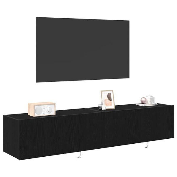 vidaXL Arm&aacute;rio de TV de Parede 2 pcs Carvalho Preto 80 x 35 x 31 cm
