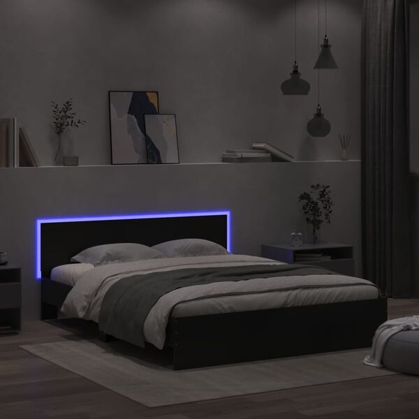 vidaXL Estrutura de cama com LED sem colch&atilde;o 150x200 cm preto
