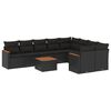 vidaXL 10 pcs conjunto sof&aacute;s de jardim c/ almofad&otilde;es vime PE preto