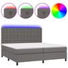 vidaXL Cama box spring c/ colch&atilde;o/LED 200x200cm couro artificial cinza