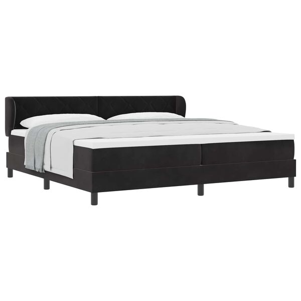 vidaXL Cama Box com colch&atilde;o com cabeceira Preto 200 x 200 cm Veludo