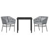 vidaXL Conjunto de Jantar para Jardim 3 pcs Cinzeto A&ccedil;o revestido a p&oacute;