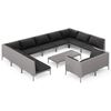 vidaXL 12pcs conj. lounge jardim c/ almofad&otilde;es vime PE cinzento-escuro