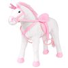 vidaXL Brinquedo de montar unic&oacute;rnio peluche branco e rosa XXL