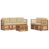 vidaXL Conjunto de Sof&aacute;s para Exterior 6 unid. Natural e Bege