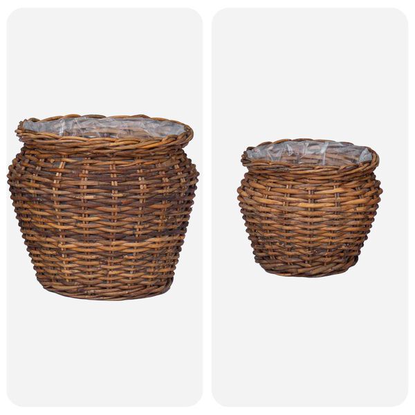 vidaXL Cesta de Plantador 2 pcs Castanho Rattan Lacak