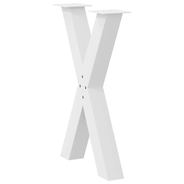 vidaXL P&eacute;s para mesa de jantar em formato de X, 2 pe&ccedil;as, branco, 50x(72-73) cm, a&ccedil;o