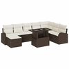 vidaXL Conjunto de Sof&aacute; de Jardim 9 unid. Marrom e Creme vime PE