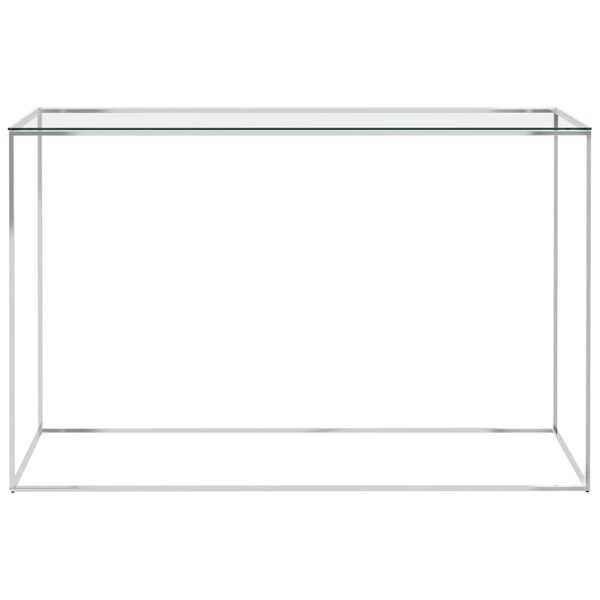 vidaXL Mesa de apoio 120x40x78 cm aço inoxidável e vidro prateado