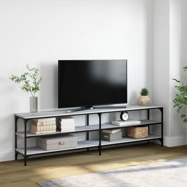 vidaXL M&oacute;vel p/ TV 180x30x50cm derivados madeira/metal cinzento sonoma
