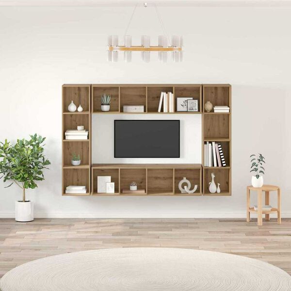 vidaXL Conjunto de m&oacute;vel de TV 4 pcs Castanho 37 x 37 x 142,5 cm