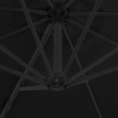 vidaXL Guarda-sol cantilever com poste de aço 300 cm preto