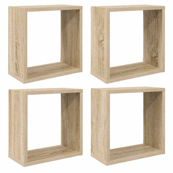 vidaXL Prateleiras de parede em forma de cubo 4 pcs 30x15x30cm sonoma