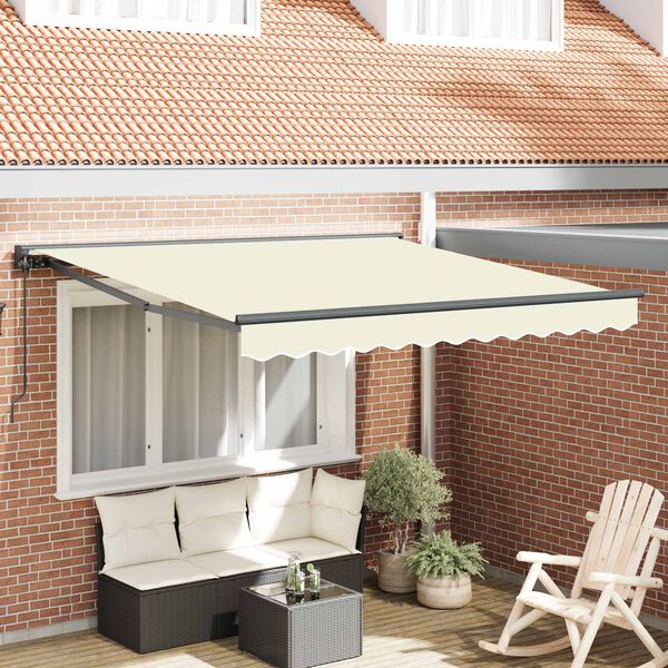 vidaXL Toldo Retr&aacute;til Manual Creme 300 x 250 cm Alum&iacute;nio e Tecido