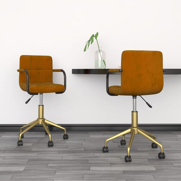 vidaXL Cadeiras de jantar girat&oacute;rias 2 pcs veludo castanho