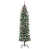 vidaXL &Aacute;rvore Slim de Natal Artificial Verde e Branco 240 cm