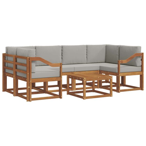 vidaXL Conjunto de Sof&aacute;s para Exterior 7 pcs Cinza Natural e Claro
