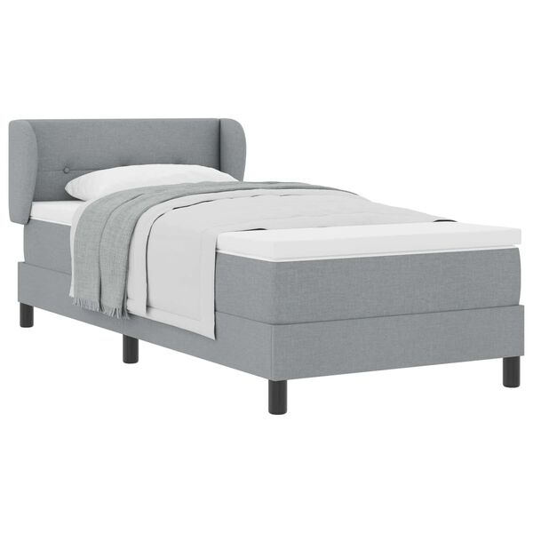 vidaXL Cama Box com colch&atilde;o Cinzento-claro 90 x 200 cm tecido