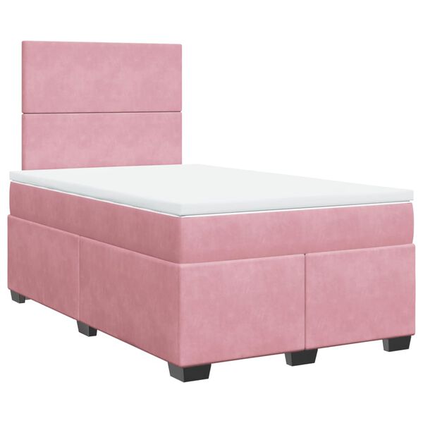 vidaXL Cama boxspring com colch&atilde;o 120x200 cm veludo rosa