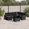 vidaXL 8 pcs conjunto sof&aacute;s de jardim com almofad&otilde;es vime PE preto