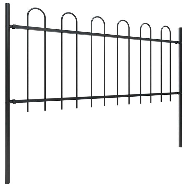 vidaXL Cerca de jardim com arco superior em a&ccedil;o 1603,5x80 cm preta